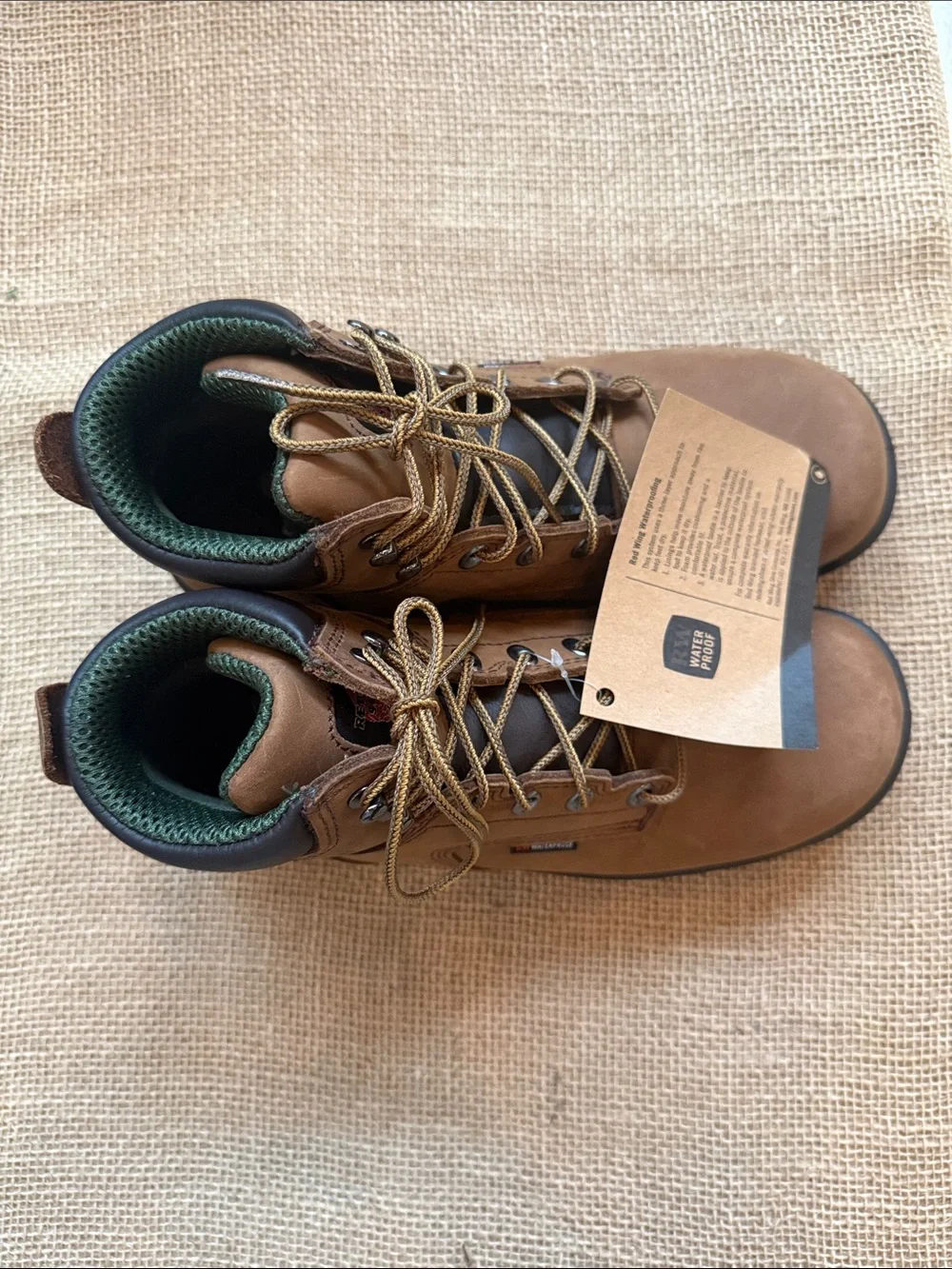 Red Wing Shoes Brown and Green Men's Lace-Up Work Boots